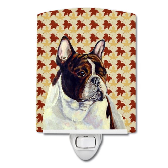 Caroline's Treasures LH9112CNL French Bulldog Fall Leaves Portrait Ceramic Night Light, 6x4x3", multicolor
