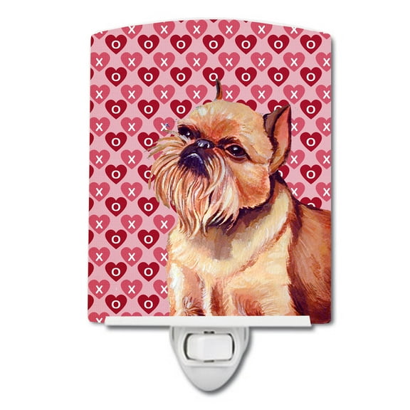 Caroline's Treasures LH9134CNL Brussels Griffon Hearts Love and Valentine's Day Portrait Ceramic Night Light, 6x4x3",