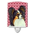 thumbnail image 1 of Caroline's Treasures LH9165CNL Papillon Hearts Love and Valentine's Day Portrait Ceramic Night Light, 6x4x3", multicolor, 1 of 2