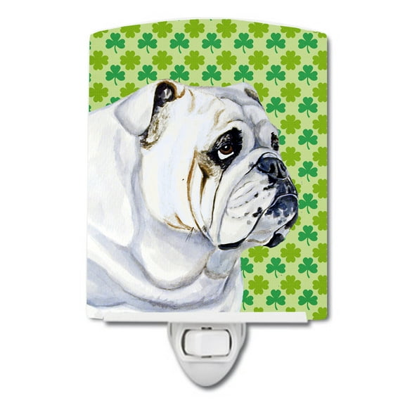 Caroline's Treasures LH9184CNL Bulldog English St. Patrick's Day Shamrock Portrait Ceramic Night Light, 6x4x3",