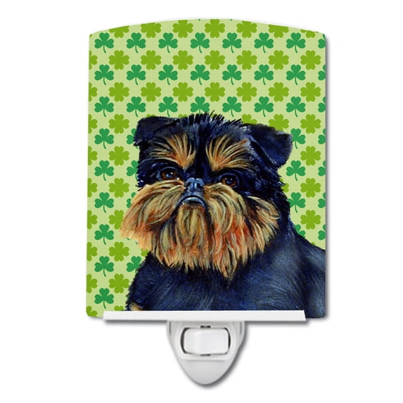 Caroline's Treasures LH9208CNL Brussels Griffon St. Patrick's Day Shamrock Portrait Ceramic Night Light, 6x4x3",