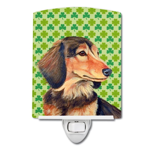 Caroline's Treasures LH9211CNL Dachshund St. Patrick's Day Shamrock Portrait Ceramic Night Light, 6x4x3", multicolor