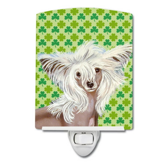 Caroline's Treasures LH9212CNL Chinese Crested St. Patrick's Day Shamrock Portrait Ceramic Night Light, 6x4x3",