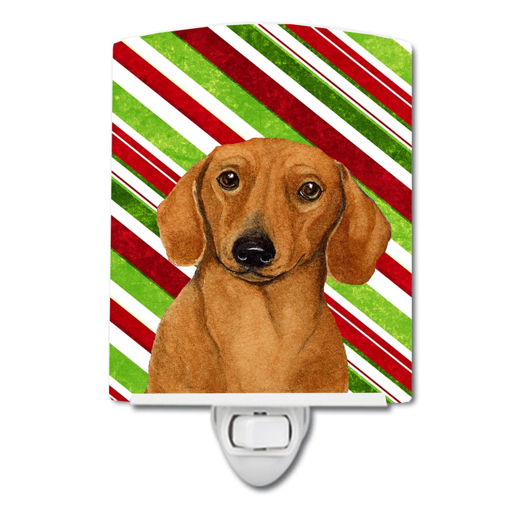 Caroline's Treasures LH9222CNL Dachshund Candy Cane Holiday Christmas Ceramic Night Light, 6x4x3", multicolor