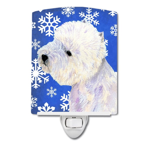 Caroline's Treasures LH9270CNL Westie Winter Snowflakes Holiday Ceramic Night Light, 6x4x3", multicolor