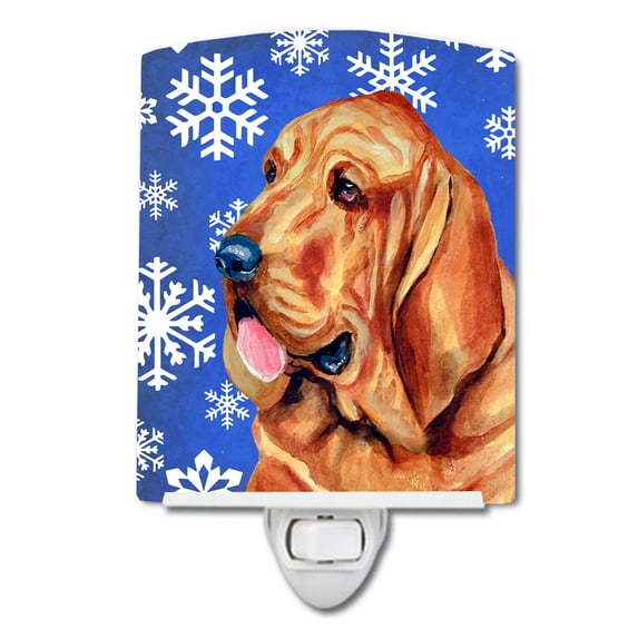 Bloodhound Winter Snowflakes Holiday Ceramic Night Light