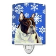 thumbnail image 1 of Caroline's Treasures LH9292CNL French Bulldog Winter Snowflakes Holiday Ceramic Night Light, 6x4x3", multicolor, 1 of 2