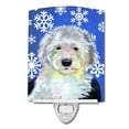 thumbnail image 1 of Caroline's Treasures LH9306CNL Old English Sheepdog Winter Snowflakes Holiday Ceramic Night Light, 6x4x3", multicolor, 1 of 2