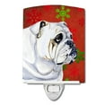 thumbnail image 1 of Caroline's Treasures LH9319CNL Bulldog English Red and Green Snowflakes Holiday Christmas Ceramic Night Light, 6x4x3",, 1 of 2
