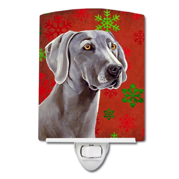 Weimaraner Red Snowflakes Christmas Ceramic Night Light