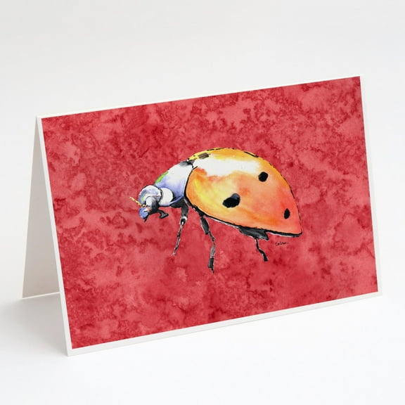 Lady Bug on Red Greeting Cards and Envelopes Pack of 8