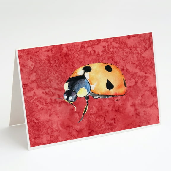 Lady Bug on Red Greeting Cards and Envelopes Pack of 8