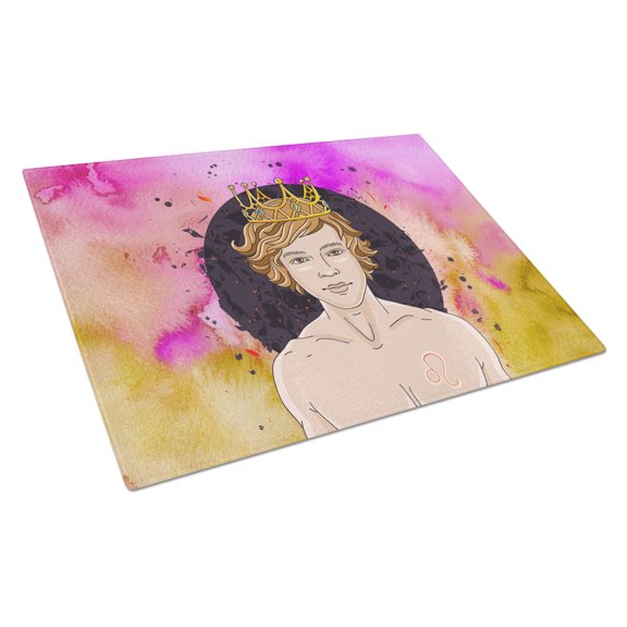 Caroline's Treasures Leo Zodiac Sign Glass Cutting Board Large