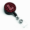 thumbnail image 1 of Letter L Chevron Garnet and Black  Retractable Badge Reel, 1 of 2