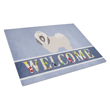 Caroline's Treasures Lhasa Apso Welcome Glass Cutting Board Large