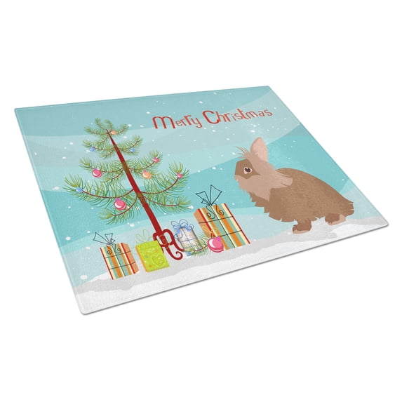 Caroline's Treasures Lionhead Rabbit Christmas Glass Cutting Board Large
