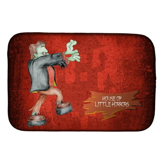Caroline's Treasures Little House of Horrors with Frankenstein Halloween Dish Drying Mat