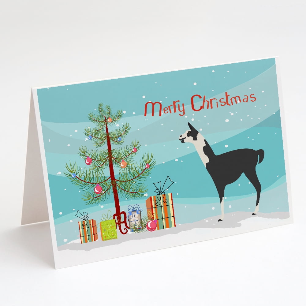 CAROLINE'S TREASURES Llama Q' Ara Christmas Greeting Cards and Envelopes Pack of 8