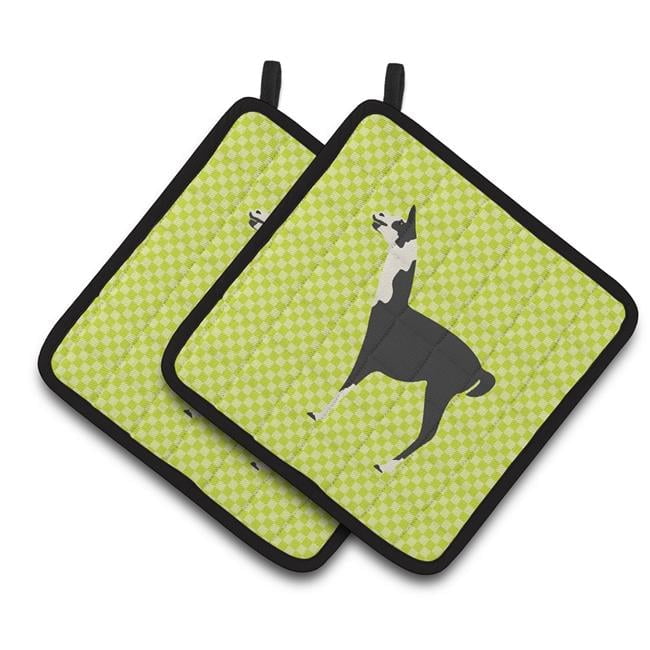 Caroline's Treasures Llama Q' Ara Green Pair of Pot Holders