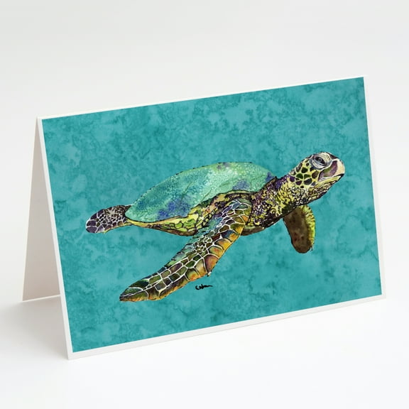 Caroline's Treasures Loggerhead Turtle Greeting Cards with Envelopes, 5" x 7" (8 Count)