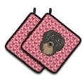 thumbnail image 1 of Caroline's Treasures Longhair Black and Tan Dachshund Hearts Pair of Pot Holders, 1 of 2