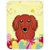 Caroline's Treasures Longhair Red Dachshund Easter Egg Hunt Glass Cutting Board Large