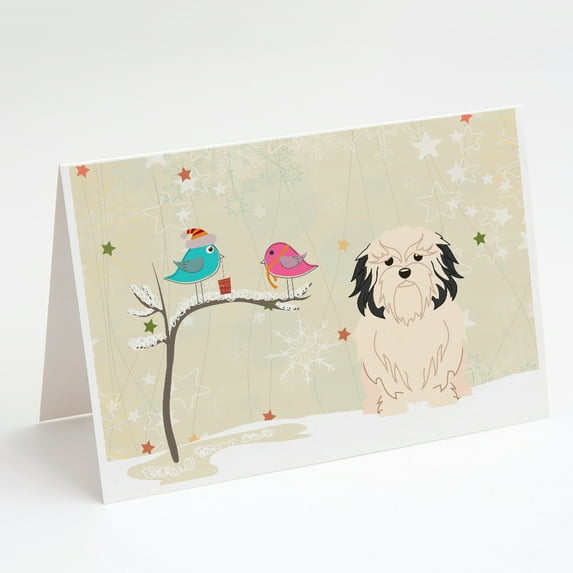 Christmas Presents between Friends Lowchen Greeting Cards and Envelopes Pack of 8