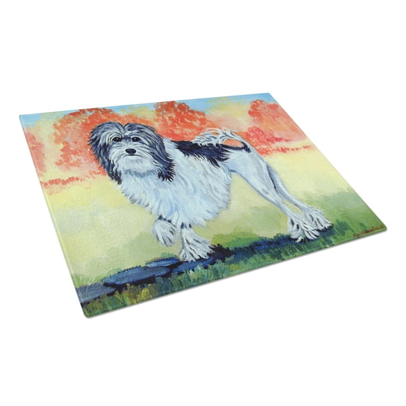 Caroline's Treasures Lowchen Glass Cutting Board Large