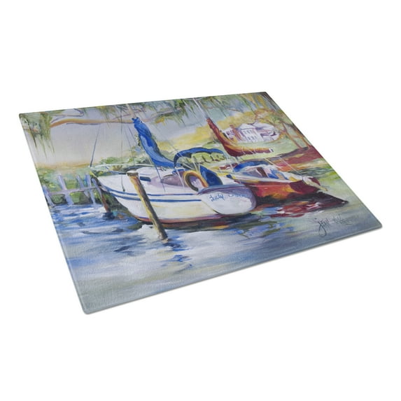 Caroline's Treasures Lucky Dream Sailboat Glass Cutting Board Large