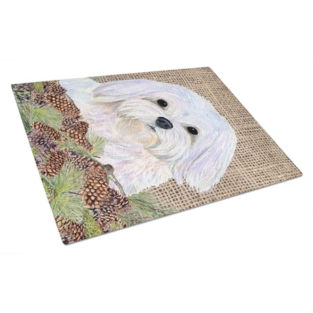 Caroline's Treasures Maltese Glass Cutting Board Large