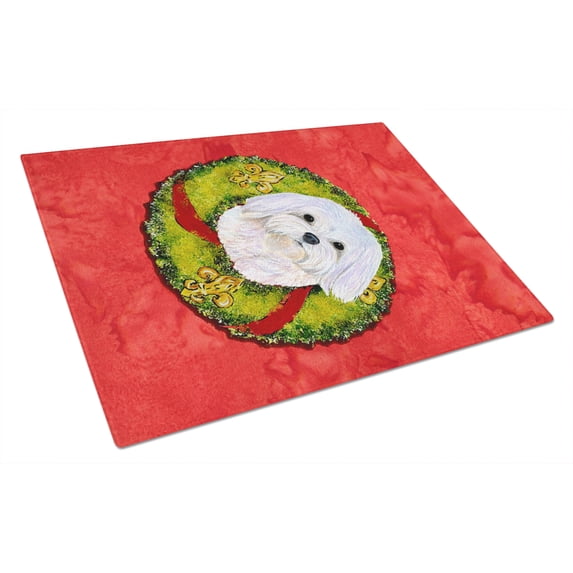 Caroline's Treasures Maltese Glass Cutting Board Large
