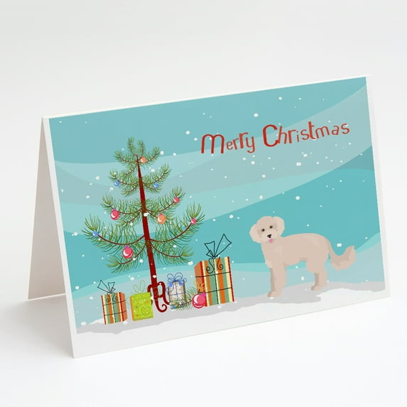 Maltipoo Christmas Tree Greeting Cards and Envelopes Pack of 8