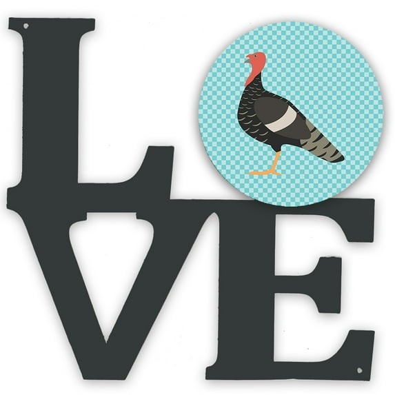 Marragansett Turkey Blue Check Metal Wall Artwork LOVE