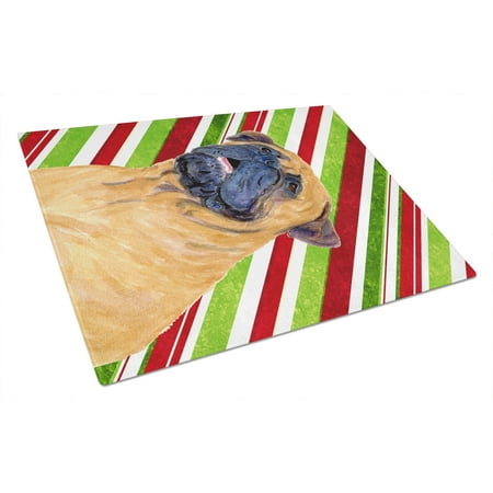 Caroline's Treasures Mastiff Candy Cane Holiday Christmas Glass Cutting Board Large