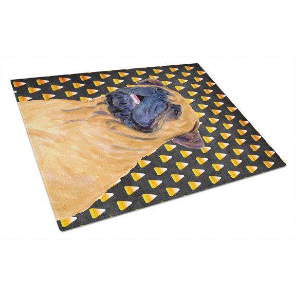 Caroline's Treasures Mastiff Candy Corn Halloween Portrait Glass Cutting Board Large