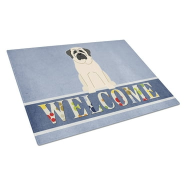 Caroline's Treasures Mastiff White Welcome Glass Cutting Board Large