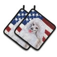 thumbnail image 1 of Caroline's Treasures Medium White Poodle Patriotic Pair of Pot Holders, 1 of 3