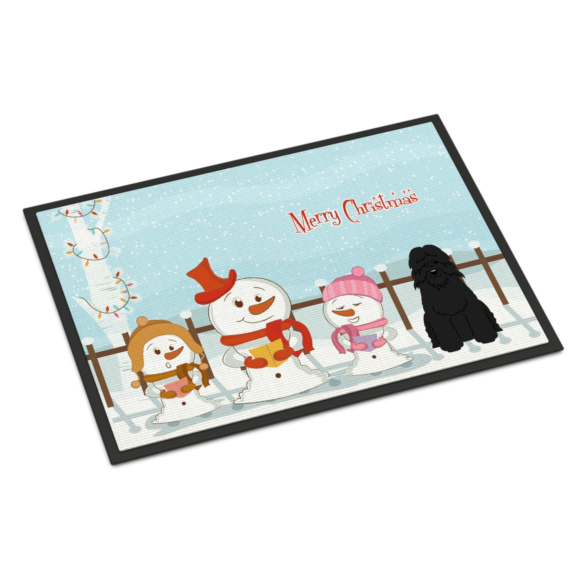 Merry Christmas Carolers Bouvier des Flandres Door Mat