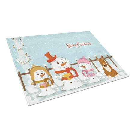 Caroline's Treasures Merry Christmas Carolers Bull Terrier Red Glass Cutting Board Large