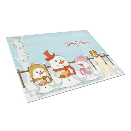 Caroline's Treasures Merry Christmas Carolers Central Asian Shepherd Dog Glass Cutting Board Large