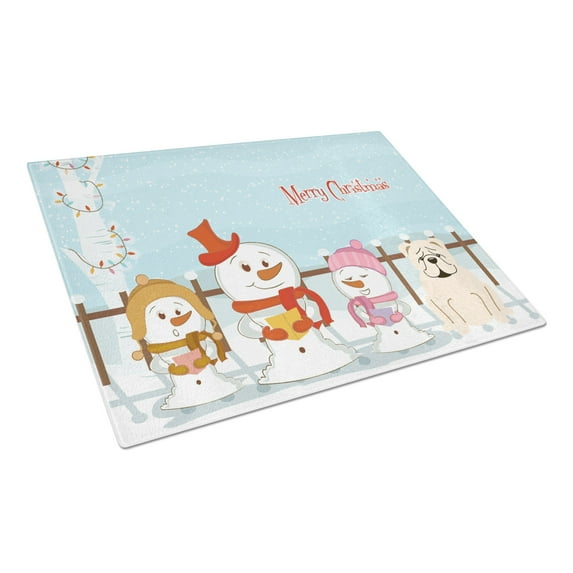 Caroline's Treasures Merry Christmas Carolers English Bulldog White Glass Cutting Board Large