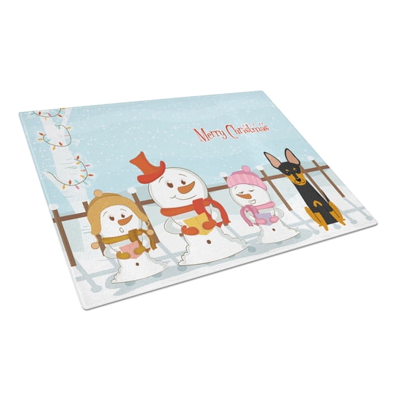 Caroline's Treasures Merry Christmas Carolers English Toy Terrier Glass Cutting Board Large