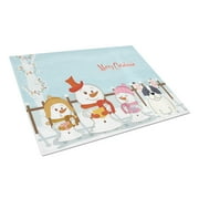 Caroline's Treasures Merry Christmas Carolers French Bulldog Piebald Glass Cutting Board Large