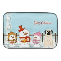 Caroline's Treasures Merry Christmas Carolers Mastiff White Dish Drying Mat