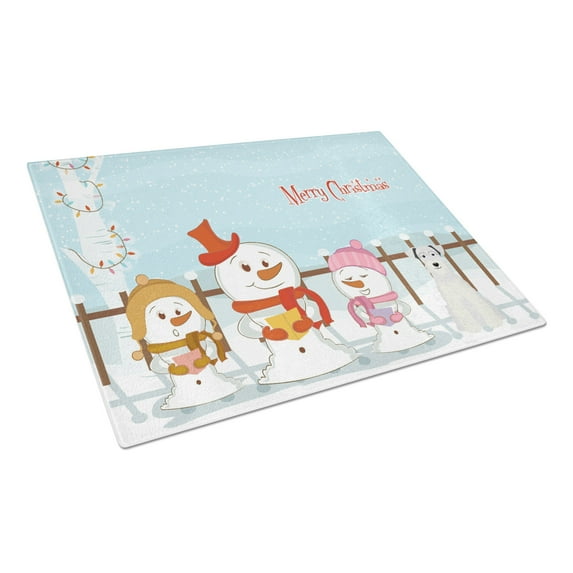 Caroline's Treasures Merry Christmas Carolers Miniature Schanuzer White Glass Cutting Board Large