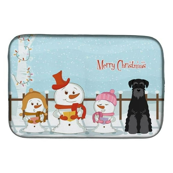 Caroline's Treasures Merry Christmas Carolers Standard Schnauzer Black Dish Drying Mat