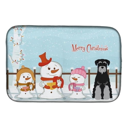 Caroline's Treasures Merry Christmas Carolers Standard Schnauzer Black Grey Dish Drying Mat