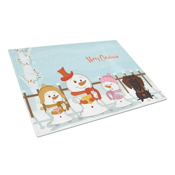 Caroline's Treasures Merry Christmas Carolers Wire Haired Dachshund Chocolate Glass Cutting Board Large