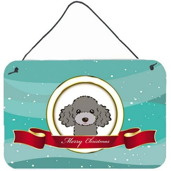 Carolines Treasures BB1569DS812 Silver Gray Poodle Merry Christmas Wall and Door Hanging Prints