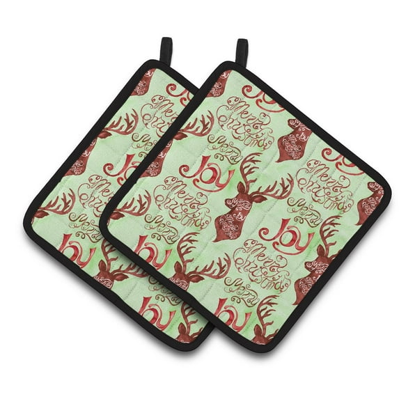 Caroline's Treasures Merry Christmas Joy Reindeer Pair of Pot Holders